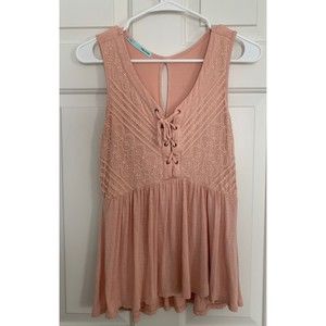 S Maurices Peachy Lace Blouse with Keyhole Back